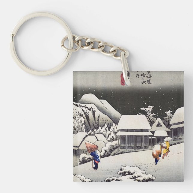 Utagawa Hiroshige - Evening Snow at Kanbara Key Ring (Front)