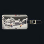 Utagawa Hiroshige - Evening Snow at Kanbara Luggage Tag<br><div class="desc">Evening Snow at Kanbara - Number 16 in the series Fifty-three Stations of the Tokaido,  Woodblock colour print,  1833-1834. Ukiyo-e print shows Deep snow covering the slope of Kanbara in the evening.</div>