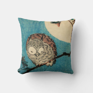 Utagawa Hiroshige - Horned Owl on Maple Branch Cushion