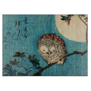 Utagawa Hiroshige - Horned Owl on Maple Branch Cutting Board