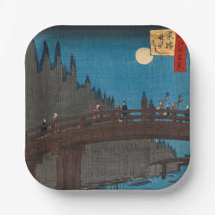 Utagawa Hiroshige - Kyoto Bridge by Moonlight Paper Plate