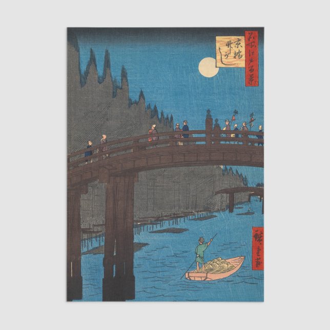 Utagawa Hiroshige - Kyoto Bridge by Moonlight Tissue Paper (Creator Uploaded)