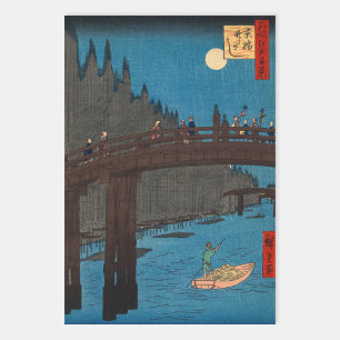 Utagawa Hiroshige - Kyoto Bridge by Moonlight Wrapping Paper Sheet