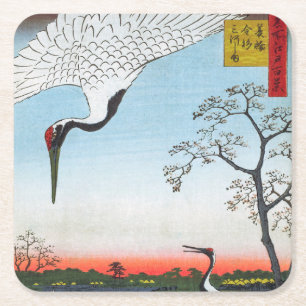 Utagawa Hiroshige - Minowa, Kanasugi, Mikawashima Square Paper Coaster