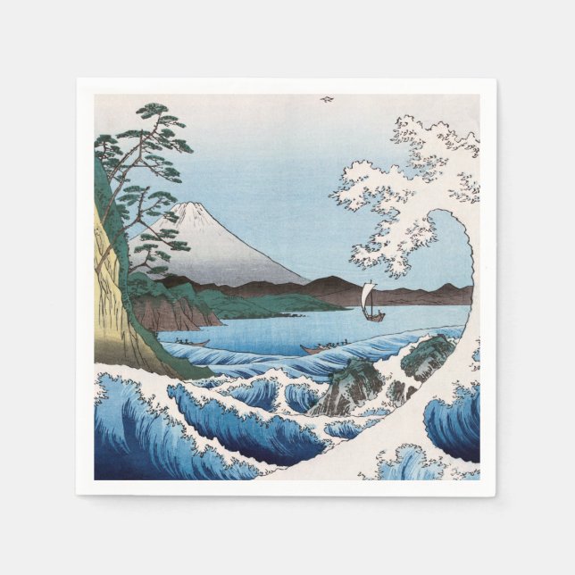 Utagawa Hiroshige - Sea off Satta, Suruga Province Napkin (Front)