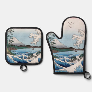 Utagawa Hiroshige - Sea off Satta, Suruga Province Oven Mitt & Pot Holder Set