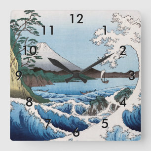 Utagawa Hiroshige - Sea off Satta, Suruga Province Square Wall Clock