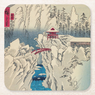 Utagawa Hiroshige - Snow on Mount Haruna Square Paper Coaster