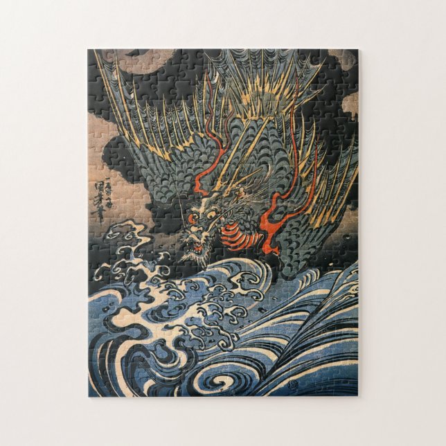 Utagawa Kuniyoshi Dragon Plunging into Water Jigsaw Puzzle (Vertical)