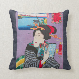 Utagawa Kuniyoshi Landscapes and Beauties Geisha Cushion