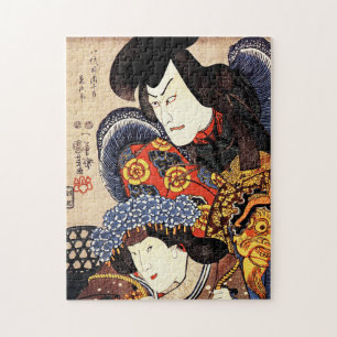 Utagawa Kuniyoshi -  Samurai and geisha Jigsaw Puzzle
