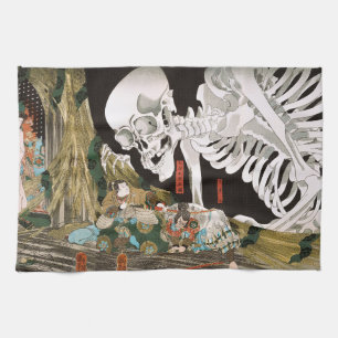 Utagawa Kuniyoshi Warrior vs. Ghost,Japanese Art Tea Towel