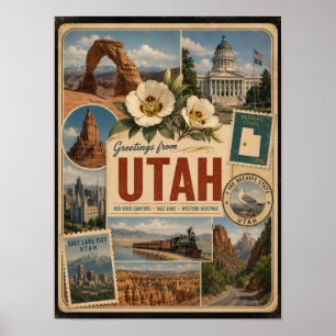 Utah Authentic Vintage Style Poster