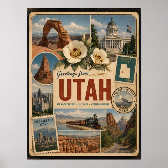 Utah Authentic Vintage Style Poster (Front)