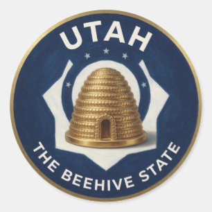 Utah Beehive Emblem 🐝 Classic Round Sticker