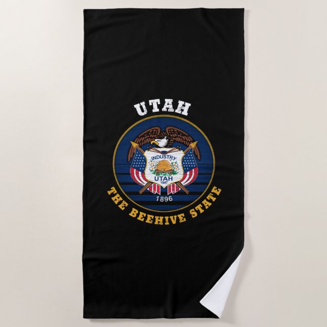 UTAH BEEHIVE STATE FLAG BEACH TOWEL (Front)