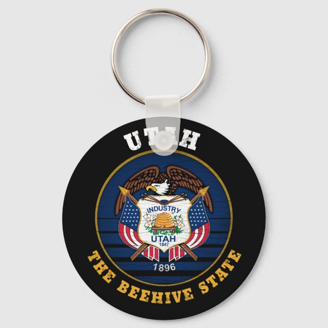 UTAH BEEHIVE STATE FLAG KEY RING (Front)