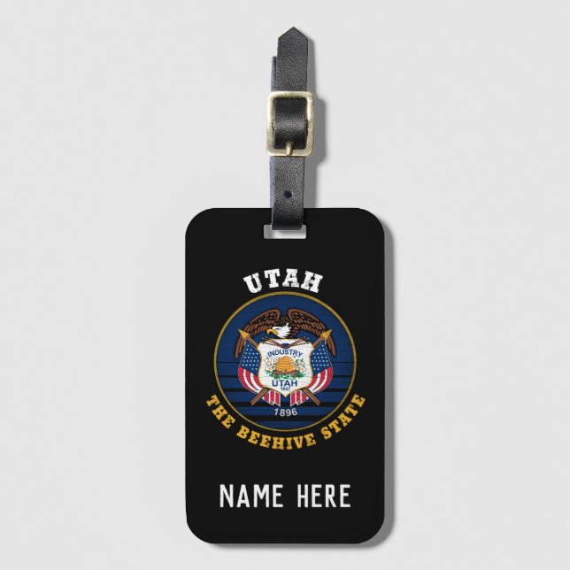 UTAH BEEHIVE STATE FLAG LUGGAGE TAG (Front Vertical)