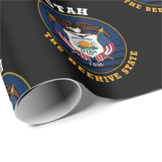UTAH BEEHIVE STATE FLAG WRAPPING PAPER (Roll Corner)