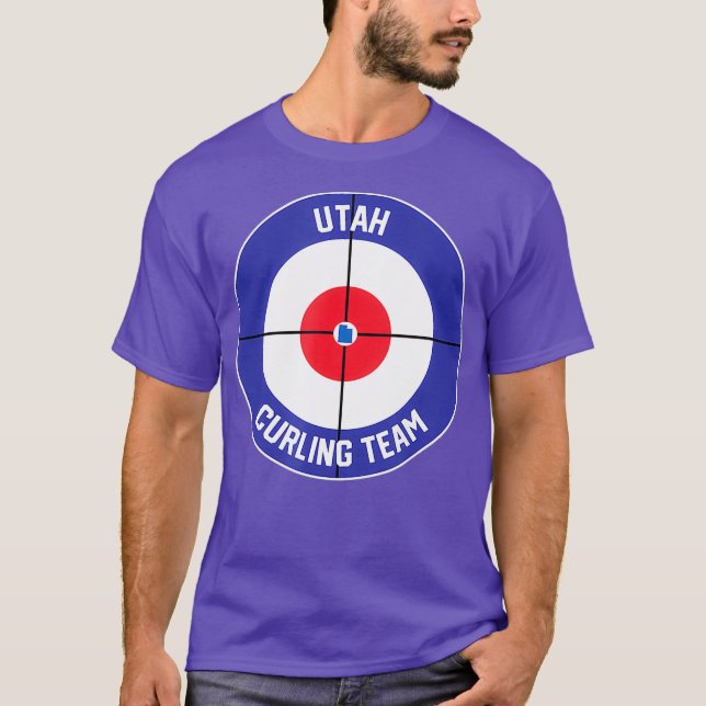 Utah Curling Team Sweep Rock UT State Outline T-Shirt (Front)