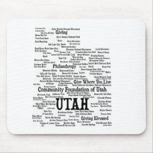 UTAH Custom Word Cloud mousepad - Black Text