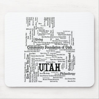 Utah Customised Word Cloud Mouse Pad - Black Text 