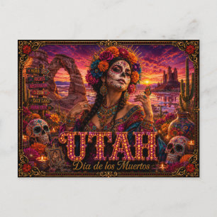 Utah Día de los Muertos Retro Postcard