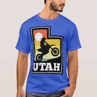 Utah Dirt Bike Vintage Sunset State Shape T-Shirt