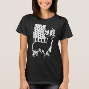 Utah Elk Hunting State Map US Flag Patriotic Hunte T-Shirt