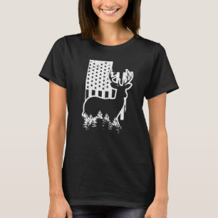 Utah Elk Hunting State Map US Flag Patriotic Hunte T-Shirt