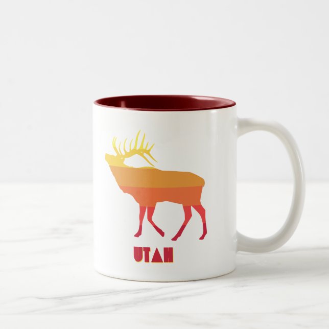 Utah Elk Two-Tone Coffee Mug (Right)