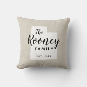 Utah Family Monogram State Throw Pillow