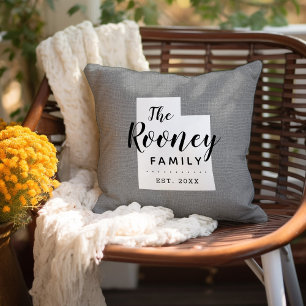Utah Family Monogram State Throw Pillow