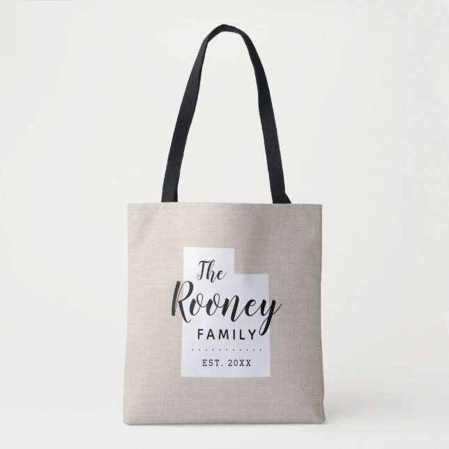 Utah Family Monogram State Tote Bag (Front)