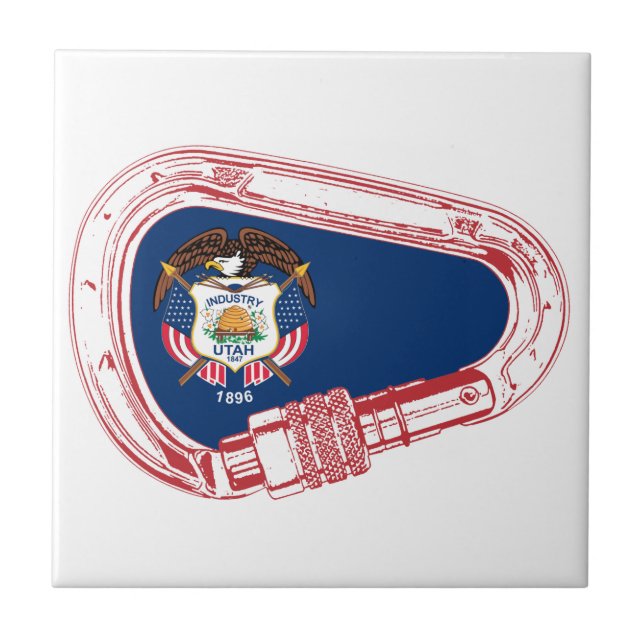 Utah Flag Climbing Carabiner Ceramic Tile (Front)