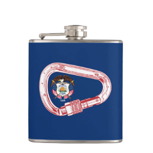 Utah Flag Climbing Carabiner Hip Flask