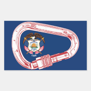 Utah Flag Climbing Carabiner Rectangular Sticker