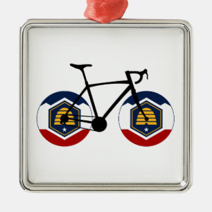 Utah Flag Cycling Metal Ornament
