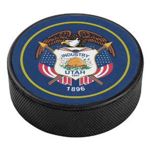 Utah flag hockey puck