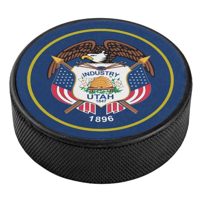 Utah flag hockey puck (3/4)