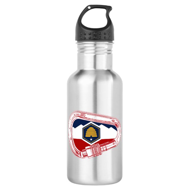 Utah Flag Rock Climbing Carabiner 532 Ml Water Bottle (Front)