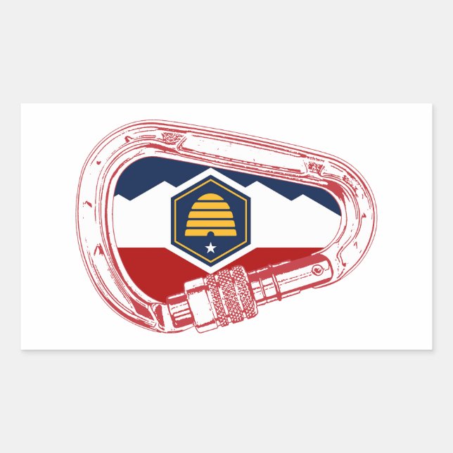 Utah Flag Rock Climbing Carabiner Rectangular Sticker (Front)