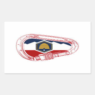 Utah Flag Rock Climbing Carabiner Rectangular Sticker