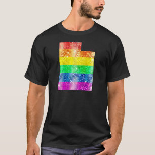 Utah Gay State Pride Rainbow Flag Map Gay Lesbian T-Shirt