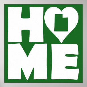 Utah Home Heart State Poster Sign