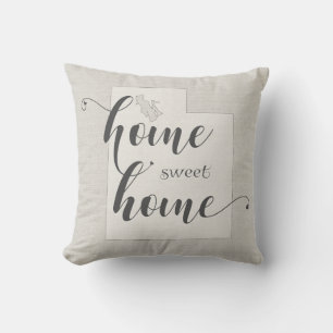 Utah - Home Sweet Home burlap-look Cushion