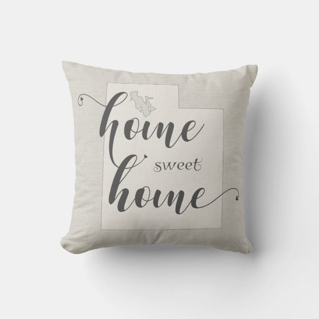 Utah - Home Sweet Home burlap-look Cushion (Front)