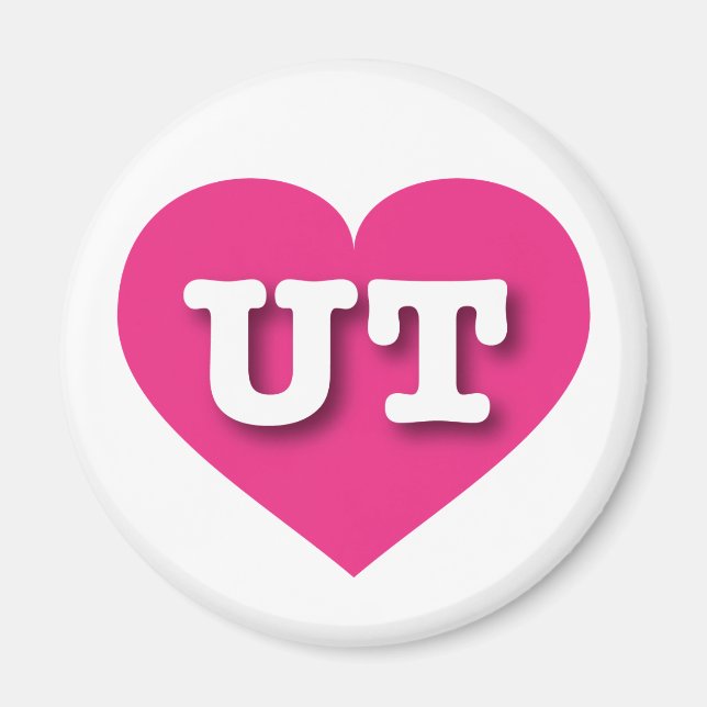 Utah Hot Pink Heart - I love UT Magnet (Front)