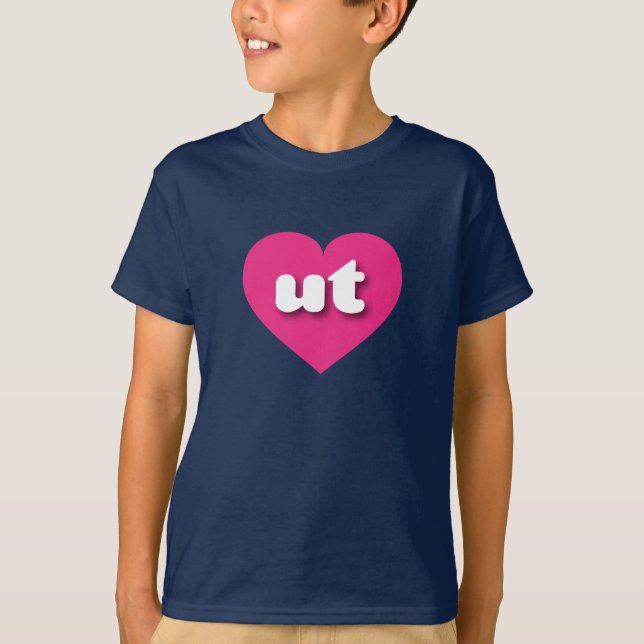 Utah hot pink heart - I love ut T-Shirt (Front)