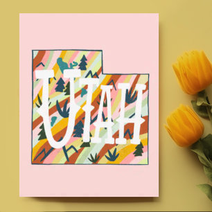 Utah Illustrated Map Postcard